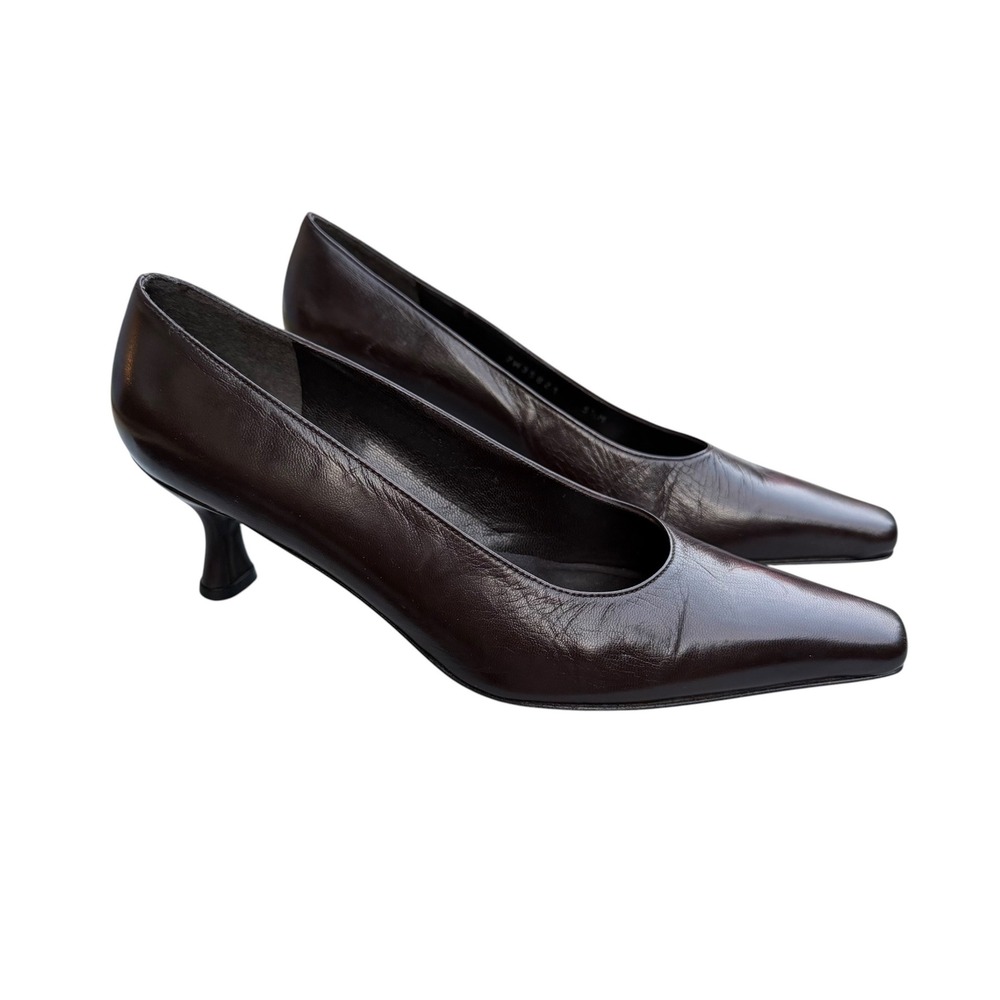 Vintage Stuart Weitzman Kitten Heels Brown  90's Square Toe Old Money Sz 5.5